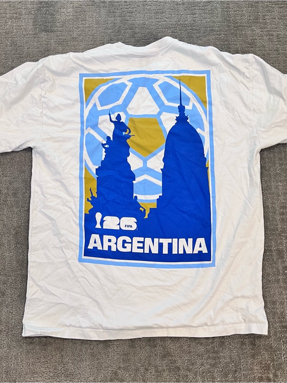 Argentina Graphic Back Print T-Shirt - White/Blue/Gold